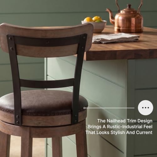 Signature Design by Ashley Pinnadel Counter Height Swivel Bar Stool, Brown