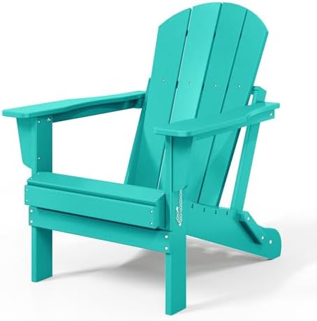 WestinTrends Malibu Outdoor HDPE Folding Adirondack Chair, Pacific Blue