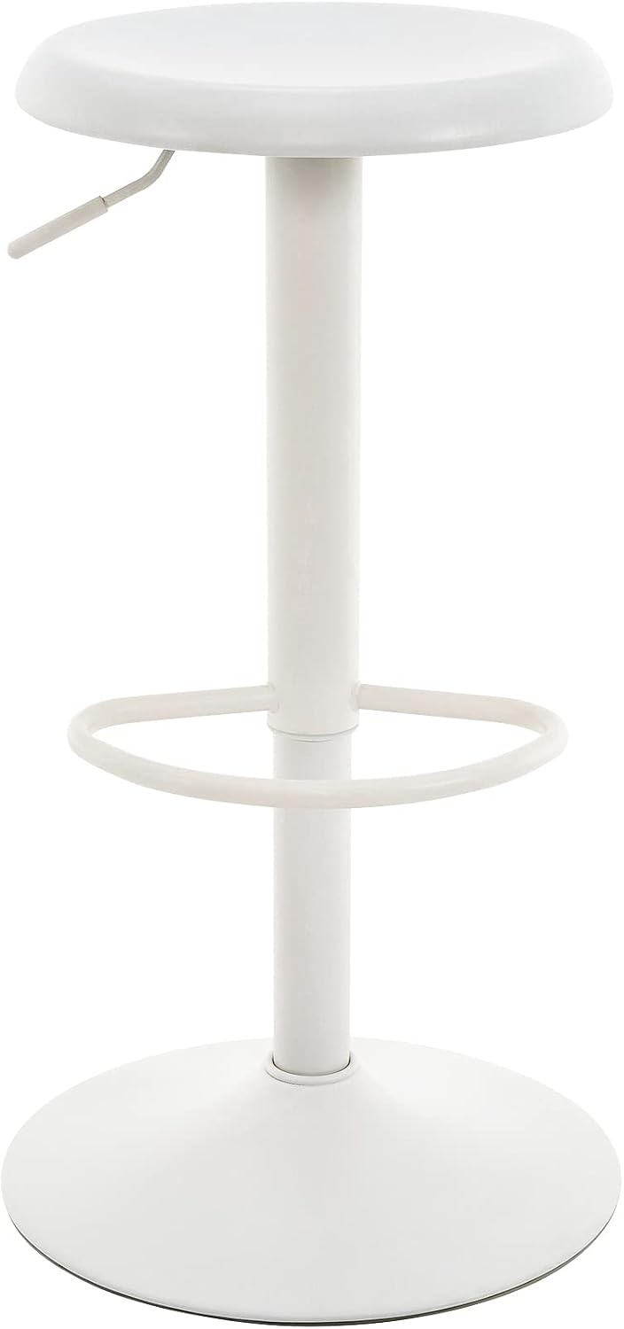 Adjustable Bar Stool, Swivel Round Metal Airlift Backless, 1 pc White