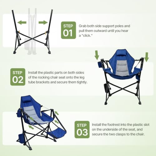 Suteck Hammock Camping Chair with Footrest,500LBS Oversized Swinging Chairs