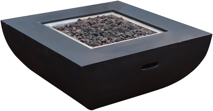 Aurora Fire Table Outdoor Fire Pit 34" x 34" Cast Concrete Firepit Includes Lava Rocks 45,000 BTUs Outdoor Fireplace for Patio Furniture Set, Deck, Porch, Outdoor Heater - Natural Gas