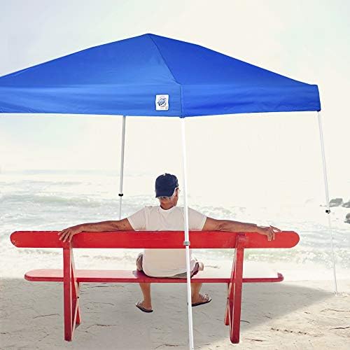 E-Z UP Sierra II Instant Pop Up Outdoor Canopy 10' x 10', Roller Bag and 4 Piece Spike Set, Royal Blue