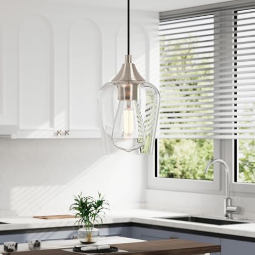 VONLUCE Nickel Pendant Light for Kitchen Island, Set of 3