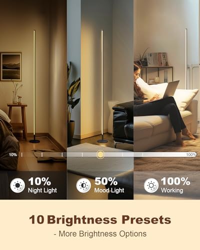 TACAHE Minimalist Corner Floor Lamp - 2700K-6500K Dimmable LED Light