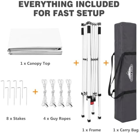 EAGLE PEAK 10x10 Slant Leg Pop Up Canopy Tent, White