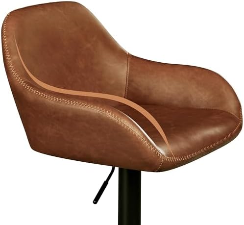 Yaheetech Bar Stools Set of 2, Adjustable Swivel PU Leather, Retro Brown
