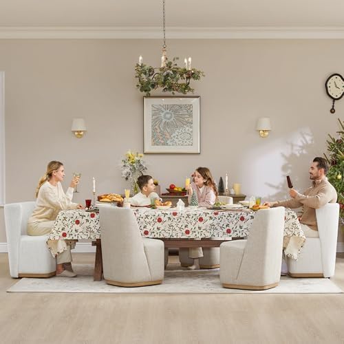 CHITA Upholstered Rolling Dining Chair on Casters Set of 4, Oatmeal
