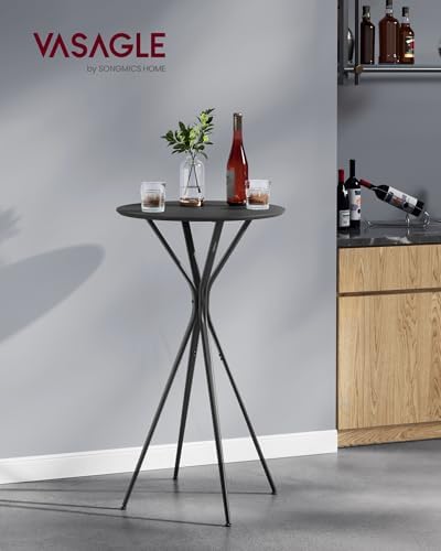 VASAGLE Bar Table, Round Cocktail High Top Pub Bistro Table, Steel Frame