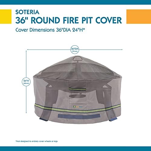 DUCKCOVERS Soteria Waterproof 36 Inch Round Fire Pit Cover, Outdoor Firepit Cover