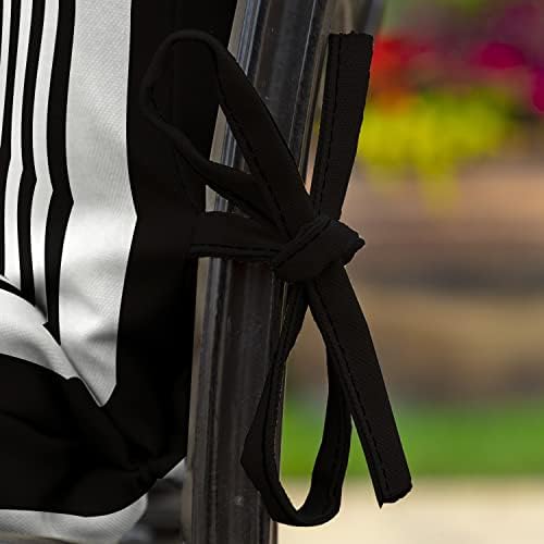 Arden Outdoor Dining Chair Cushion, 4-Pack, 20x44, Black Cabana Stripe