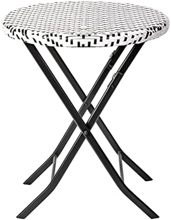 EMMA + OLIVER Black/White Three Piece Folding Bistro Set
