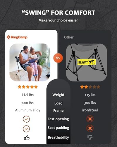 KingCamp Hammock Chair with Footrest, Heavy Duty Swinging Chairs 400lbs