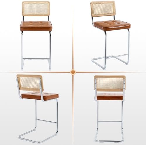 Zesthouse Natural Rattan Counter Stools Set of 2, 26" Modern Boho Barstools