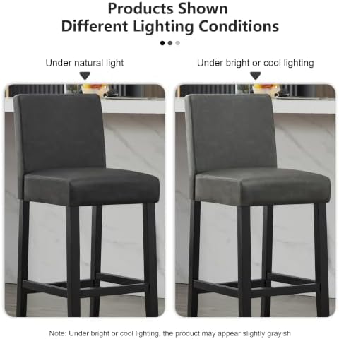 Bar Stools Set of 3, 26'' Counter Height Bar Stools, Black