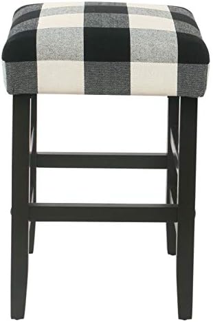 HomePop Open-Back Counter Stool, 24-Inch, Black Plaid