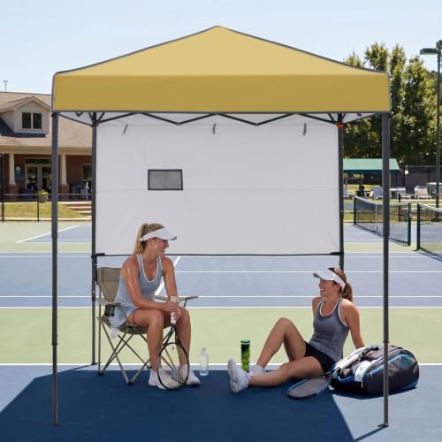 EAGLE PEAK 6x4 Instant Pop Up Canopy Tent with 1 Half Wall, Beige