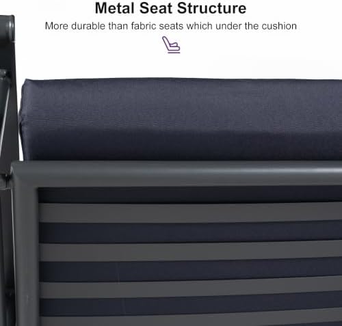 PURPLE LEAF Outdoor Swing 3-Seat with Adjustable Canopy, Navy