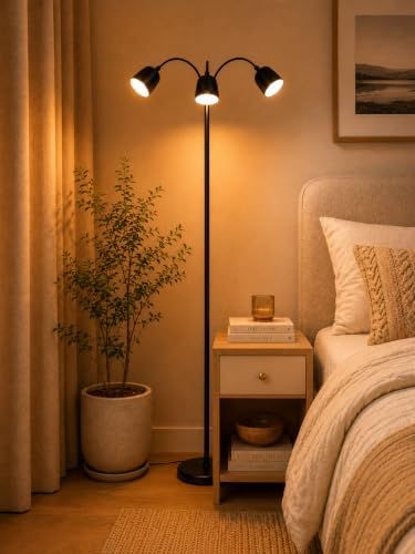 1700K Ultra-Warm 3-Head Floor Lamp, 80.7" Tall Standing Lamp with Stepless 1700K-6000K Color Temperature and Brightness, Individually Controlled Lights, Remote, Timer & Memory for Living Room Bedroom