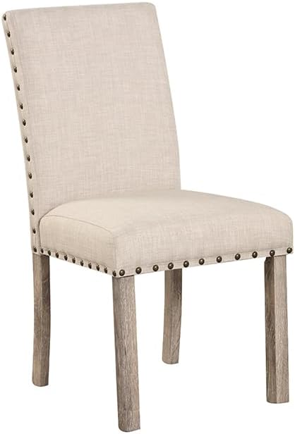 Modern Fort 5-Piece Farmhouse Dining Table Set for 4, 60" Rectangular Wood Dining Table with 4 Upholstered Chairs, Nailhead Trim, Kitchen Table with Chairs Set for Dining Room & Breakfast Nook