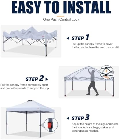 MASTERCANOPY 10x10 Durable Pop Up Canopy Tent with Roller Bag, White
