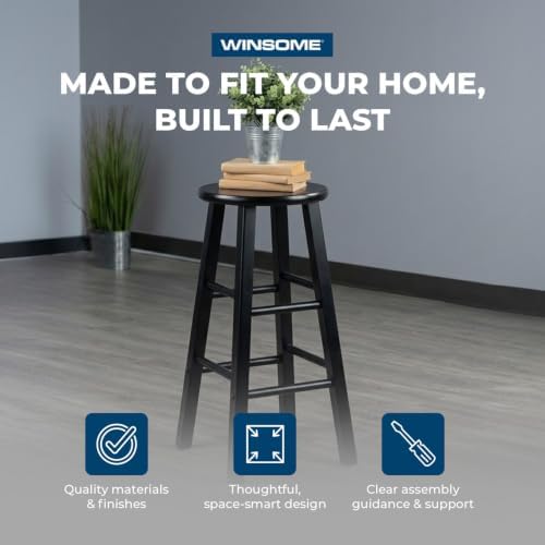 Winsome Element 2-Piece Bar Stool Set, Black, 29"