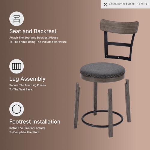 Signature Design by Ashley 1-Piece Swivel Counter Height Bar Stool, Gray
