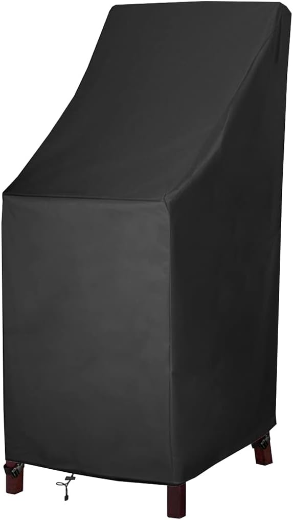 Stackable Patio Chair Covers, High Back Outdoor Chair Covers, 600D Heavy Duty Waterproof Lawn Outside Barstool Furniture Covers,Fits for 4-6 Stackable Dining Chairs,27"W x 27"D x 49"H,1 Pack