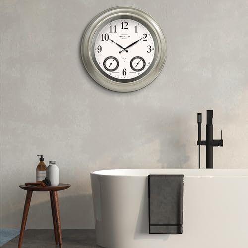 Presentime 24 inch Large Illuminated Waterproof Outdoor Clock