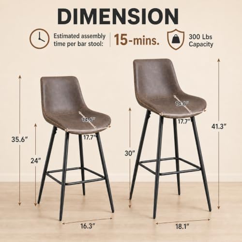 Garvee Bar Stools Set of 3, Counter Height Bar Stools