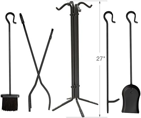 UniFlame 5-Piece Black Wrought Iron Fireplace Tools Set (F-11140)