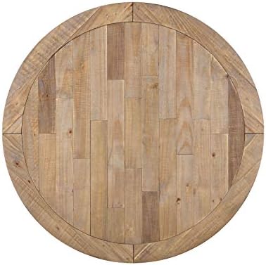 Roundhill Furniture Prato 5-Piece Round Dining Table Set with Cross Back Chairs, Antique White and Distressed Oak
