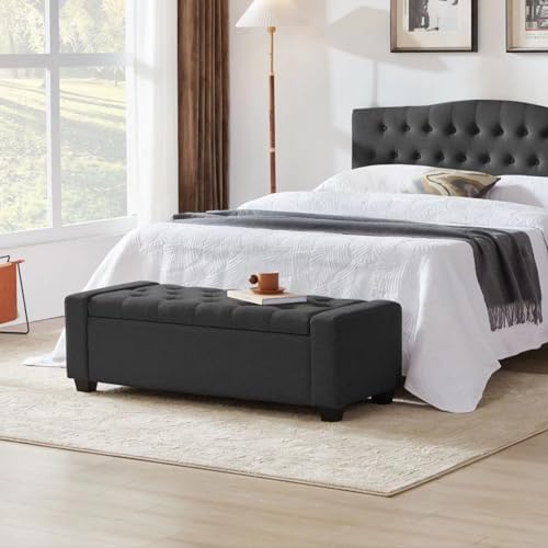 Huatean Home 48" Ottoman with Storage, Dark Gray Storage Ottoman Bench