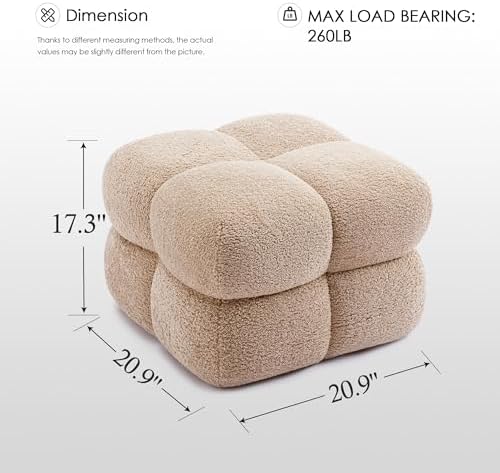 Zesthouse Square Pouf Ottoman Footstool, Modern Vanity Chair for Bedroom
