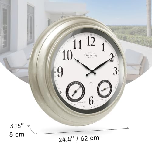 Presentime 24 inch Large Illuminated Waterproof Outdoor Clock