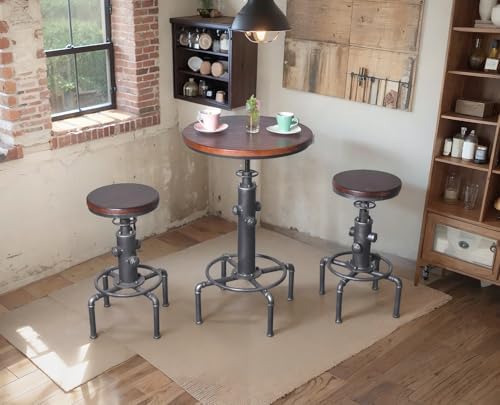 Topower Industrial Bar Table 31.5-41.3" Adjustable Pub Table Kitchen Dining Coffee Bistro Table Black Desktop
