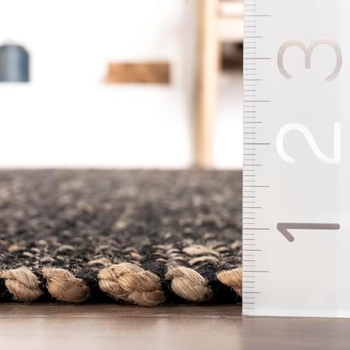 nuLOOM Elfriede Charcoal Solid Flatweave Area Rug, 5' x 8'