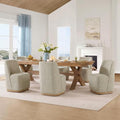 CHITA Upholstered Rolling Dining Chair on Casters Set of 4, Oatmeal