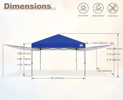MASTERCANOPY 10x10 Pop Up Canopy Tent with 2 Shelters，230 Sq ft Blue
