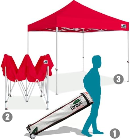 Eurmax USA 10x10ft Pop Up Canopy,Commercial Instant Tent for Outdoor Events,Patented No-Tip Rolling Storage Bag with 4 Sandbags,UV & Water Resistant,Heavy Duty Portable Shelter Gazebo,White