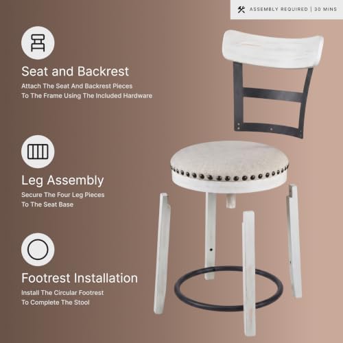 Signature Design by Ashley Valebeck 1-Piece Swivel Barstool, 30 In