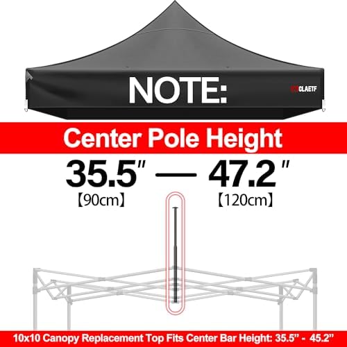 10x10ft Replacement Canopy Top - Heavy-Duty 500D 2500mm Waterproof & UPF 50+ UV Tent Cover with 8 Drainage Holes, Reinforced Straps for Camping, Trade Shows (Frame Not Included - Black)