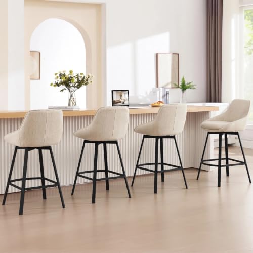 Zesthouse Swivel Bar Stools Set of 2, Modern Counter Height Stool with Back