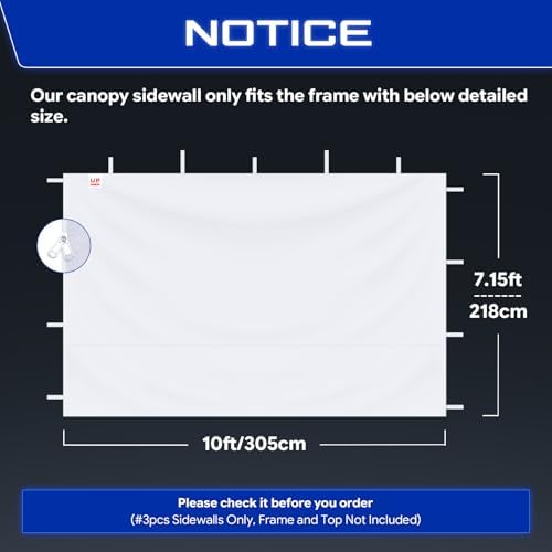 FANPAT Sidewalls for 10x10 Pop Up Canopy, Durable Gray(3Pcs Sidewalls Only)