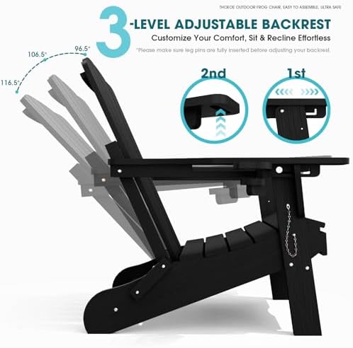 THOEOE Adirondack Chairs with Footrest, Folding HDPE Chairs