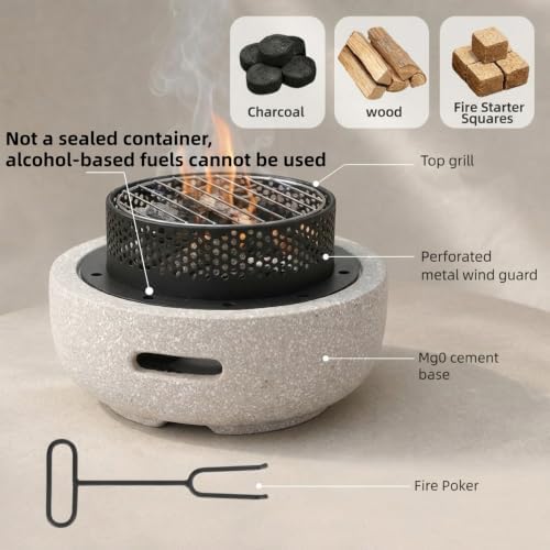 Tabletop Fire Pit Wood and Charcoal Burning Outdoor Fireplace