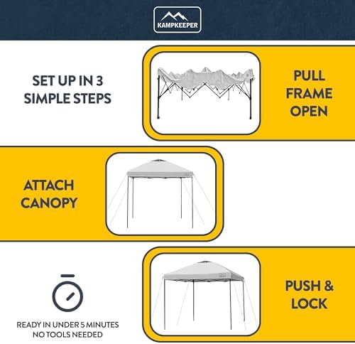KAMPKEEPER Outdoor Pop-Up Canopy Tent with 2 Sidewalls, White, 10 x 10 Ft