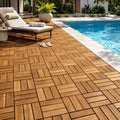 THYOI Premium Deck Tiles, 10 Pcs Patio Flooring - Golden Teak - Crossed