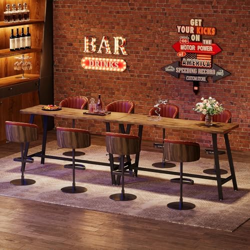 55" Solid Wood Bar Table, Rustic Brown