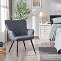 Yaheetech Accent Chair, Upholstered Armchair with Metal Legs, Grey