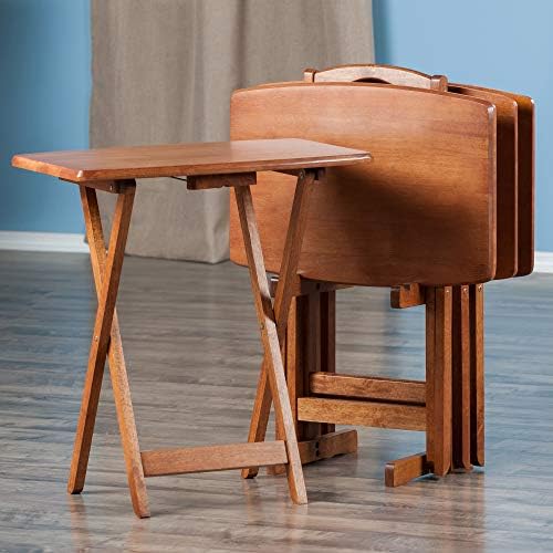 Winsome Dylan Set of 4 Oversized Foldable Snack Tables with Storage Rack